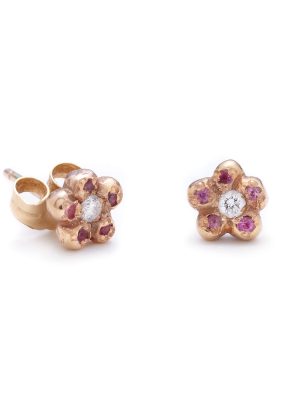 pink gold newflower studs