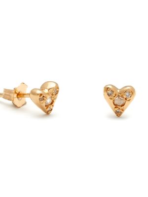 Yellow Gold Puff Heart Studs Elisa Solomon Jewelry