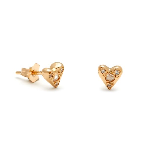 Yellow Gold Puff Heart Studs Elisa Solomon Jewelry