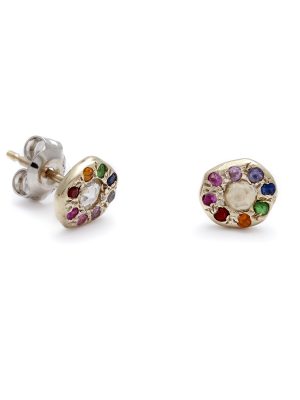 white-gold-rainbow-disk-studs white gold rainbow disk studs