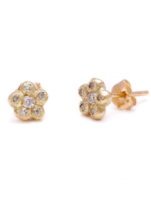 yellow gold diamond newflower studs