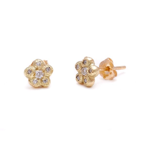 yellow-gold-diamond-newflower-studs yellow gold diamond newflower studs