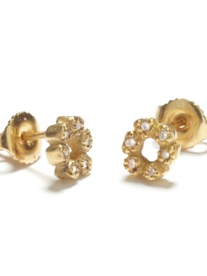 yellow gold flower child studs