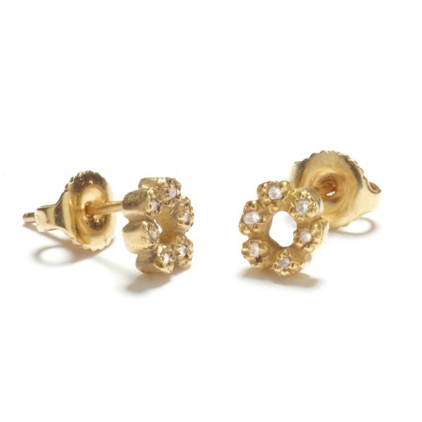 yellow gold flower child studs