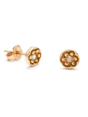 yellow-gold-flower-disk-stud-earrings Flower Disk Stud Earrings in Yellow Gold