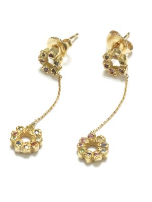 yellow-gold-multicolor-flower-child-dangling-earrings-on-posts yellow gold multicolor flower child dangling earrings on posts