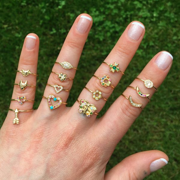 Rainbow Mini Moon Ring