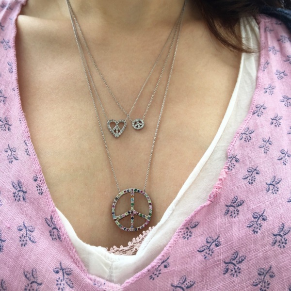 Diamond Peace Sign Necklace