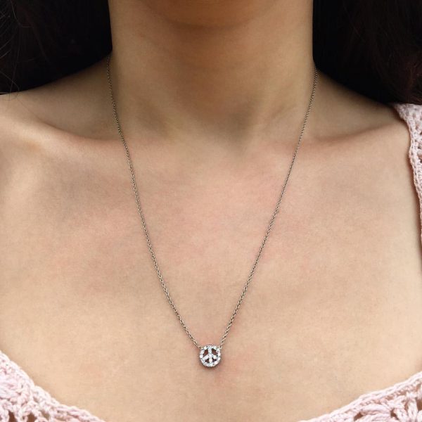 Diamond Peace Sign Necklace