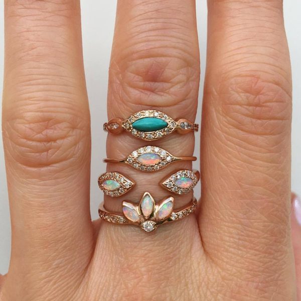 Opal Diamond Eye Ring