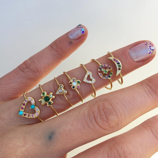 Rainbow Mini Moon Ring