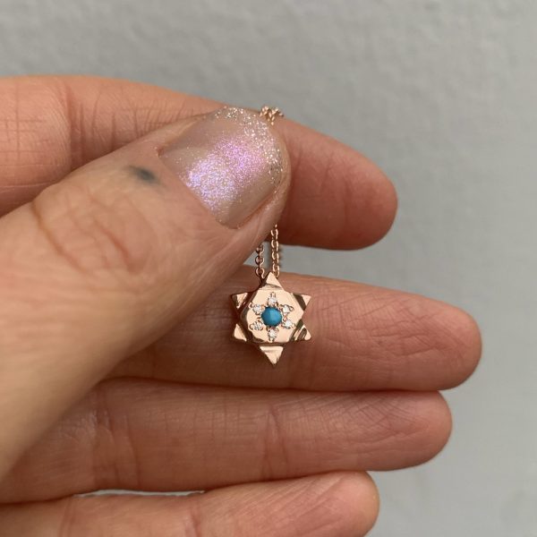 Facetune_24-12-2020-18-21-55 Turquoise Diamond 6 Point Star Necklace