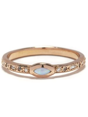 Opal Marquis Band in 14k Pink Gold with Gemstones and Diamonds