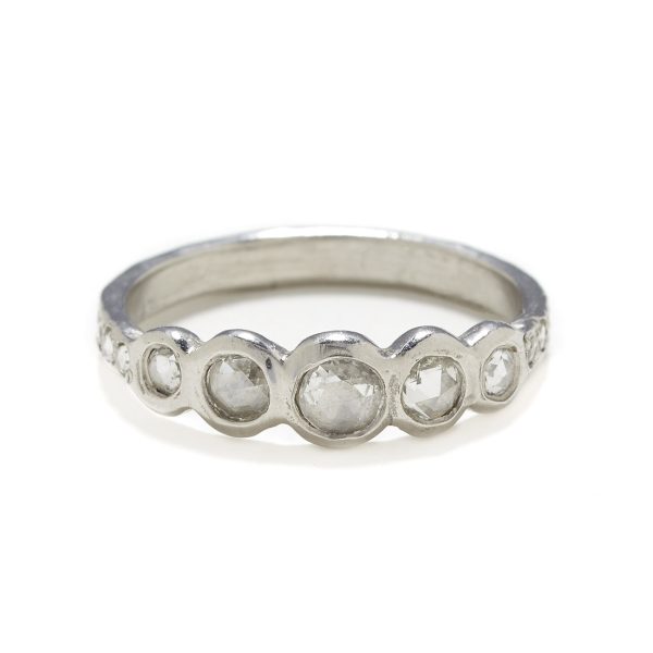 platinum wedding band 5 rosecut diamonds 5 Rosecut Diamond Wedding band