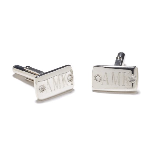 Sterling Silver White Diamond Cufflinks