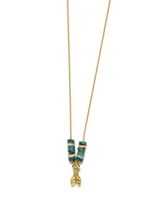 Elisa Solomon - Yellow Gold Arrow Necklace With Beads