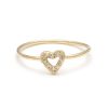 yellow gold diamond diamond tiny open heart ring Diamond Tiny Open Heart Ring