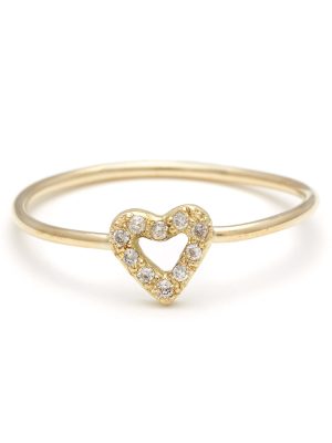 Diamond Tiny Open Heart Ring