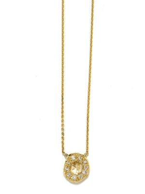 Elisa Solomon - Yellow Gold Diamond Disk Necklace