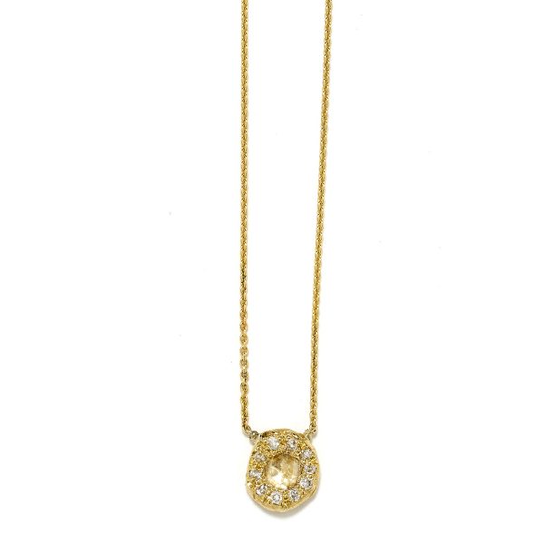 Elisa Solomon - Yellow Gold Diamond Disk Necklace
