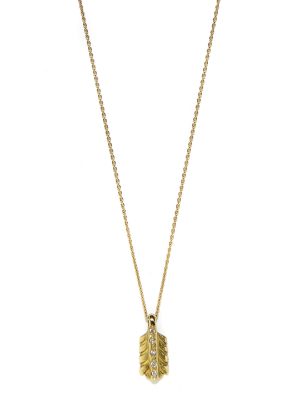 yellow gold diamond small feather necklace Elisa Solomon - Yellow Gold Diamond Small Feather Necklace