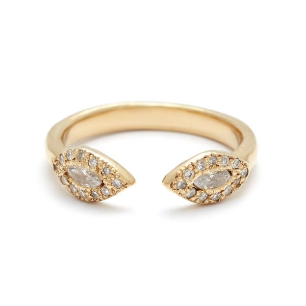 yellow gold eyes cuff ring Diamond Eyes Cuff Ring
