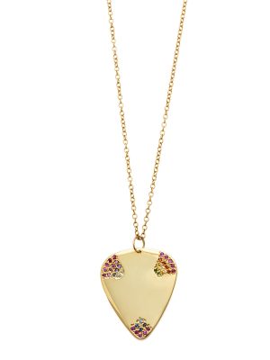 Elisa Solomon - Yellow Gold Multicolor Guitar Pick Necklace