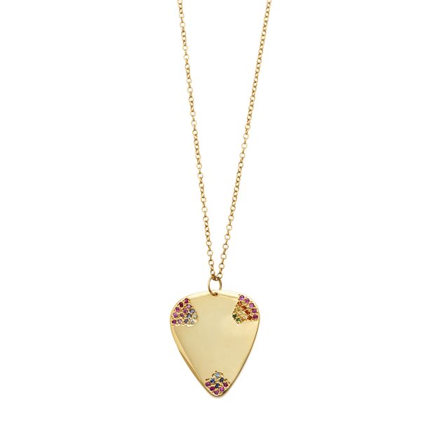 Elisa Solomon - Yellow Gold Multicolor Guitar Pick Necklace