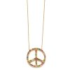 yellow gold multicolor large peace sign necklace Elisa Solomon - Yellow Gold Multicolor Large Peace Sign Necklace