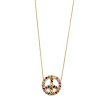 yellow gold multicolor medium peace sign necklace Elisa Solomon - Yellow Gold Multicolor Medium Peace Sign Necklace