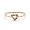 yellow gold multicolor tiny open heart ring Multicolor Tiny Open Heart Ring
