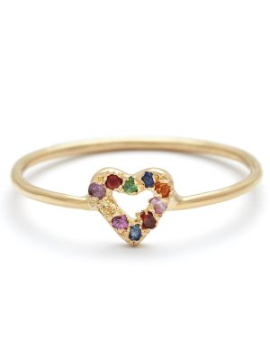 Multicolor Tiny Open Heart Ring