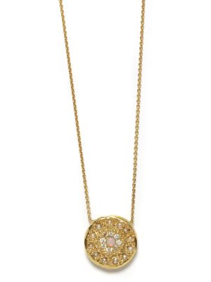 yellow gold opal diamond pearl eye necklace Elisa Solomon - Yellow Gold Opal Diamond Pearl Eye Necklace