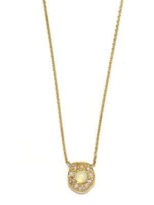 Elisa Solomon - Yellow Gold Opal Disk Necklace
