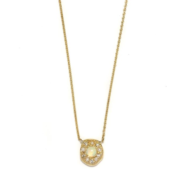 yellow gold opal disk necklace Elisa Solomon - Yellow Gold Opal Disk Necklace