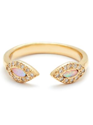 Yellow Gold Opal Eye Cuff Ring in 18k