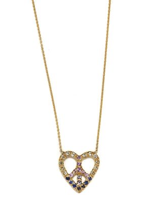 Elisa Solomon - Yellow Gold Peace Heart Necklace Blues
