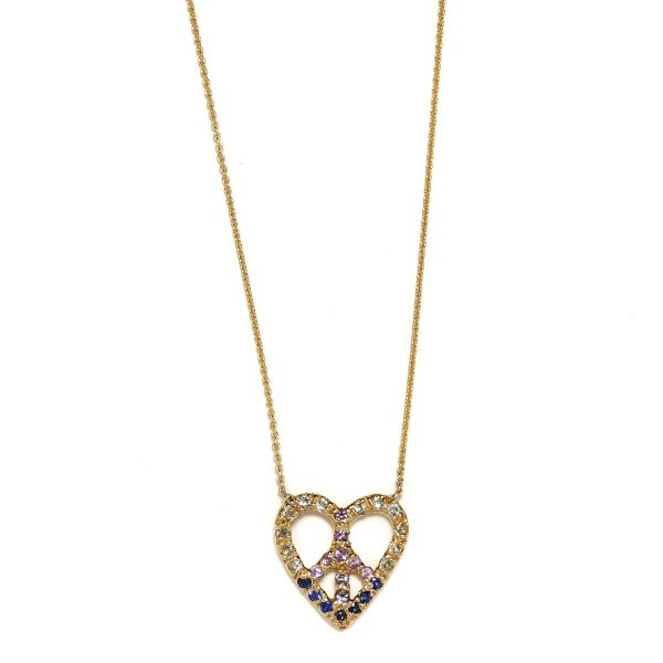 yellow gold peace heart necklace blues Elisa Solomon - Yellow Gold Peace Heart Necklace Blues