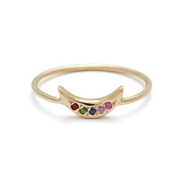 Rainbow Mini Moon Ring