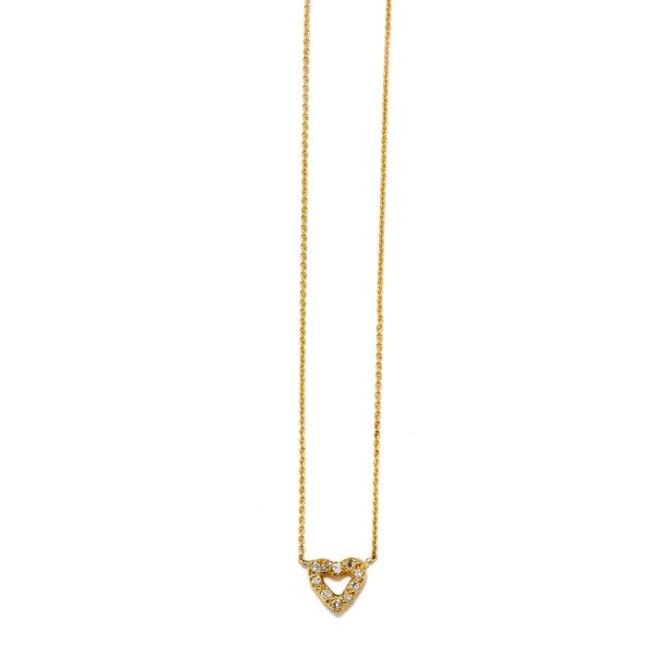 yellow gold tiny open heart necklace Elisa Solomon - Yellow Gold Tiny Open Heart Necklace