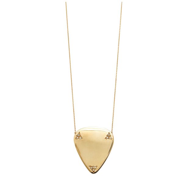 White Diamond Guitar Pick Necklace