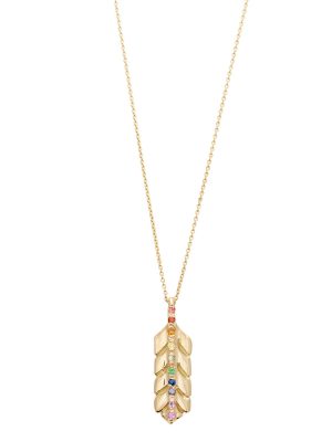 Yellow Gold Rainbow Feather Necklace - Elisa Solomon Yellow Gold Rainbow Feather Necklace - Elisa Solomon