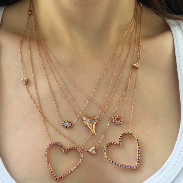 Rainbow Open Heart Necklace