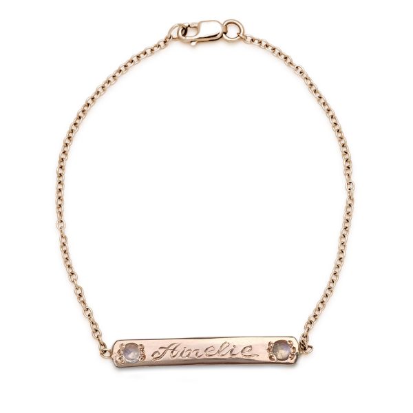Pink Gold Moonstone Skinny ID Bracelet Pink Gold Moonstone Skinny ID Bracelet