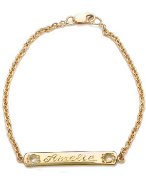 Yellow Gold Moonstone Skinny ID Bracelet