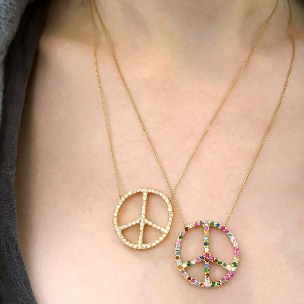 Diamond Peace Sign Necklace