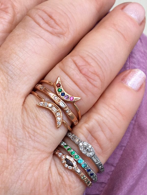 Rainbow Mini Moon Ring