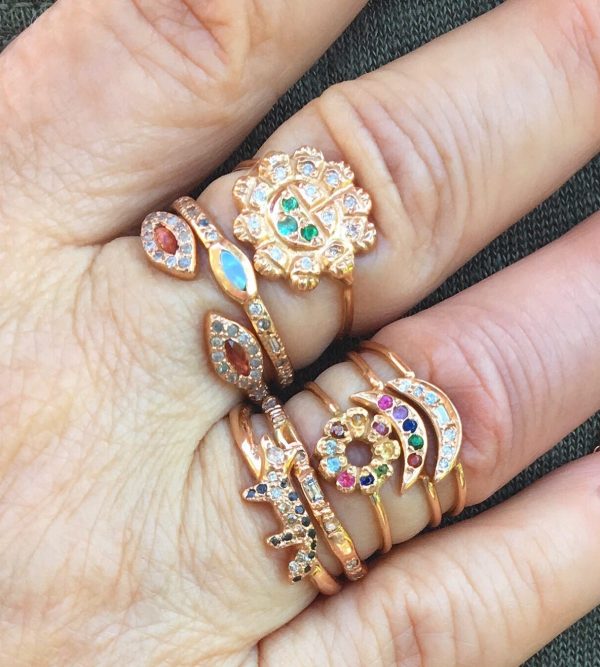 Rainbow Mini Moon Ring