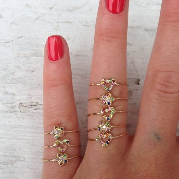 IN AgeteRings Multicolor Tiny Open Heart Ring