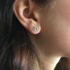 IN EarringsPeaceStuds White Diamond Peace Sign Studs